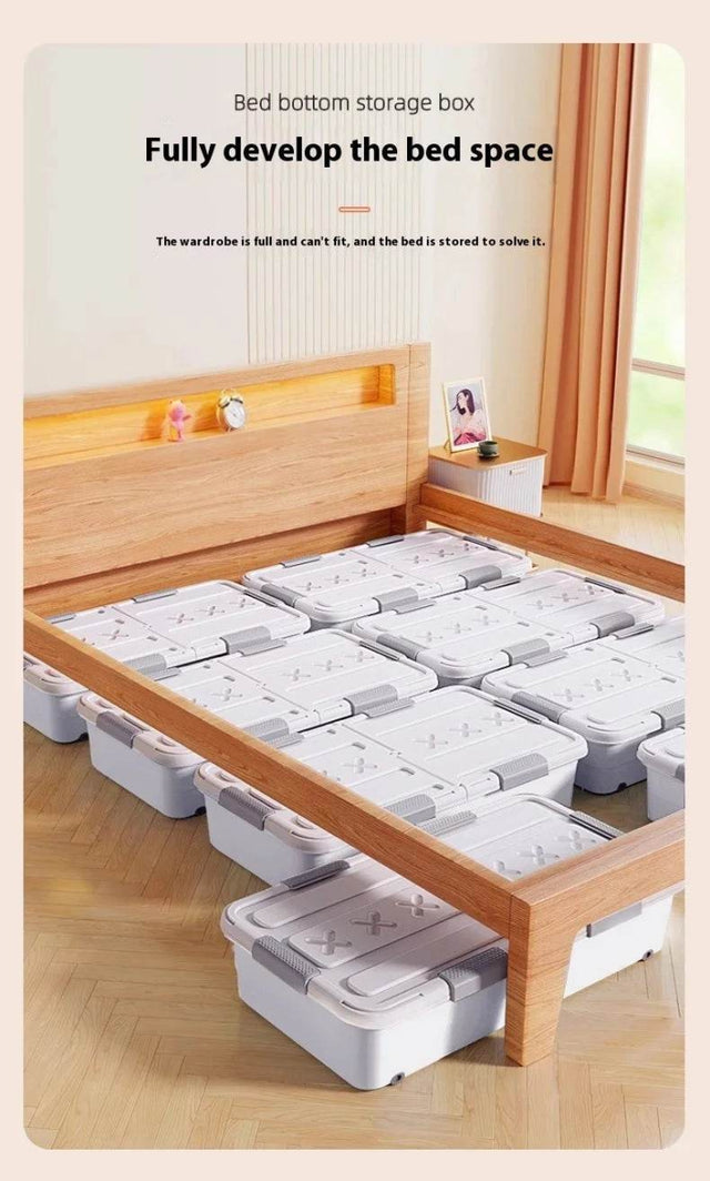 Underbed Organizer Plastic Multi-Layer Bed Under-Storage Box Extra-Large Capacity Bin With Wheels For Clothes, Quilts, Toys - Omega Lifestyles