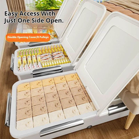 Underbed Organizer Plastic Multi-Layer Bed Under-Storage Box Extra-Large Capacity Bin With Wheels For Clothes, Quilts, Toys - Omega Lifestyles