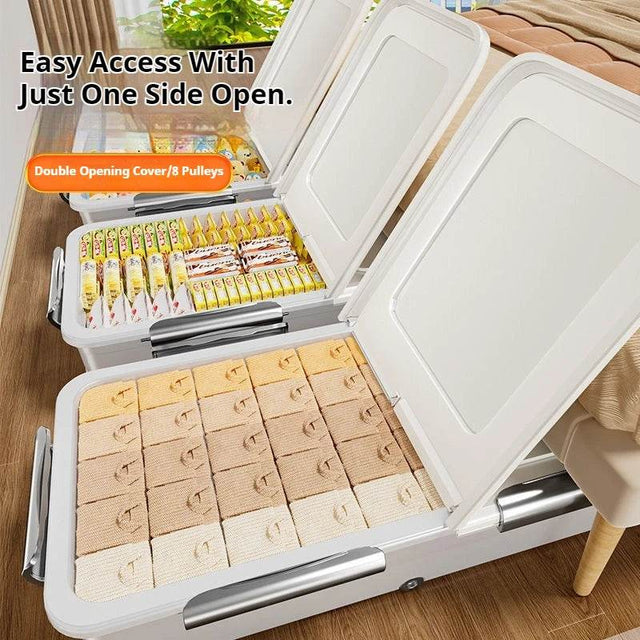 Underbed Organizer Plastic Multi-Layer Bed Under-Storage Box Extra-Large Capacity Bin With Wheels For Clothes, Quilts, Toys - Omega Lifestyles