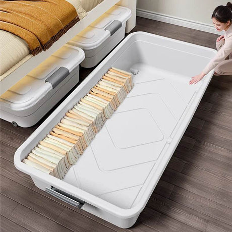 Underbed Organizer Plastic Multi-Layer Bed Under-Storage Box Extra-Large Capacity Bin With Wheels For Clothes, Quilts, Toys - Omega Lifestyles