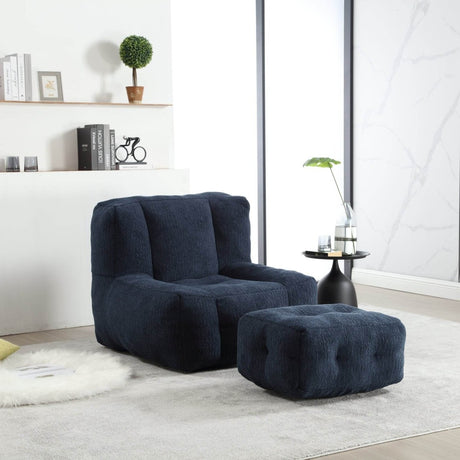 Velvet Memory Foam Indoor Bean Bag Chair With Ottoman - Sleep Galleria