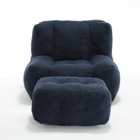 Velvet Memory Foam Indoor Bean Bag Chair With Ottoman - Sleep Galleria