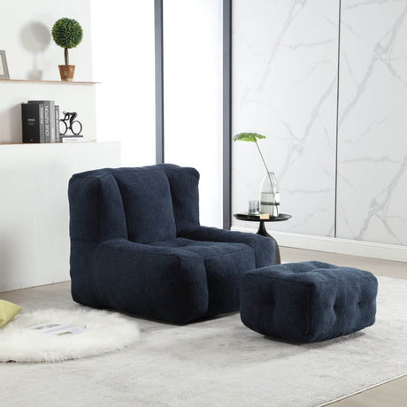 Velvet Memory Foam Indoor Bean Bag Chair With Ottoman - Sleep Galleria