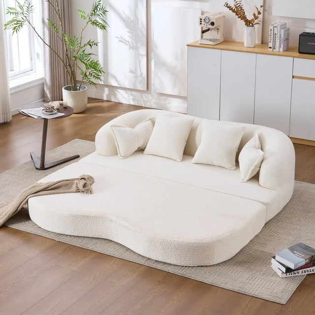 2-in-1 Foldable Chenille Fabric Sofa Bed With Pillows - Omega Lifestyles