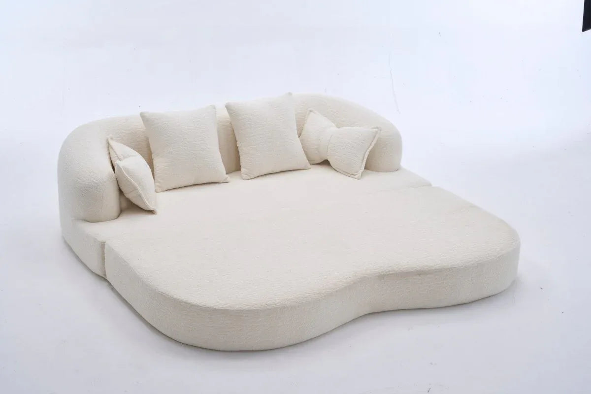 2-in-1 Foldable Chenille Fabric Sofa Bed With Pillows - Omega Lifestyles