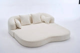 2-in-1 Foldable Chenille Fabric Sofa Bed With Pillows - Omega Lifestyles