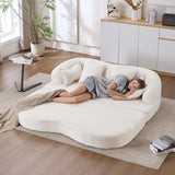 2-in-1 Foldable Chenille Fabric Sofa Bed With Pillows - Omega Lifestyles