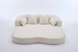 2-in-1 Foldable Chenille Fabric Sofa Bed With Pillows - Omega Lifestyles
