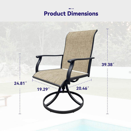 2 - Piece Outdoor Modern Textilene Swivel Patio Chairs - Restanew - Omega Lifestyles
