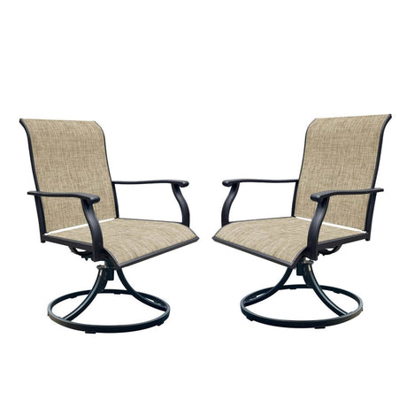 2 - Piece Outdoor Modern Textilene Swivel Patio Chairs - Restanew - Omega Lifestyles