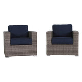 2 - Piece Outdoor Wicker Club Chair Set With Sunbrella Cushions - Restanew - Omega Lifestyles