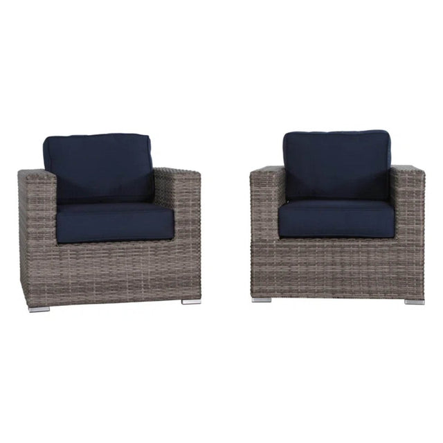 2 - Piece Outdoor Wicker Club Chair Set With Sunbrella Cushions - Restanew - Omega Lifestyles