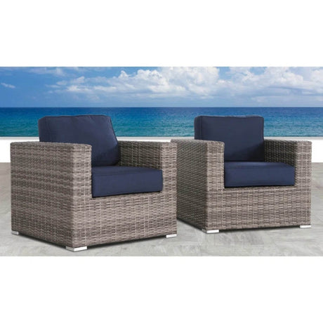 2 - Piece Outdoor Wicker Club Chair Set With Sunbrella Cushions - Restanew - Omega Lifestyles