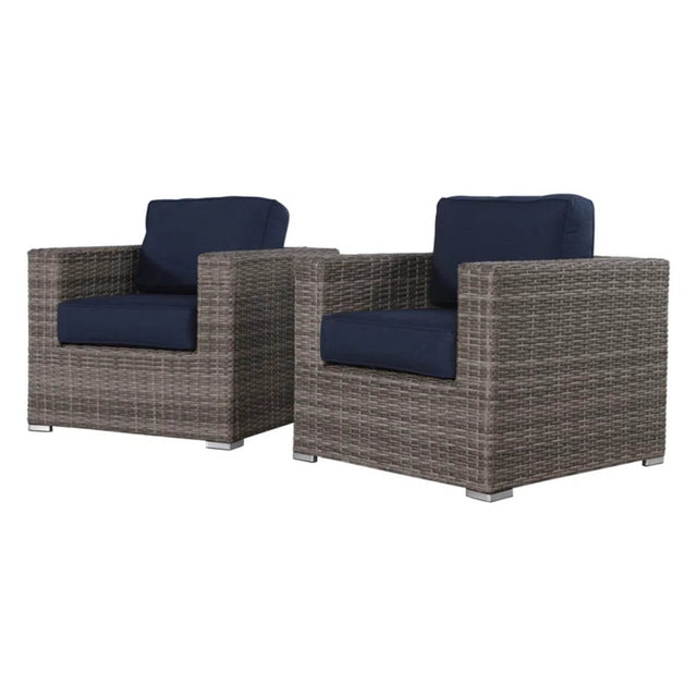 2-Piece Outdoor Wicker Club Chair Set With Sunbrella Cushions - Omega Lifestyles