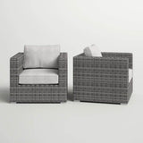 2 - Piece Outdoor Wicker Patio Club Chair Set With Cushions - Restanew - Omega Lifestyles