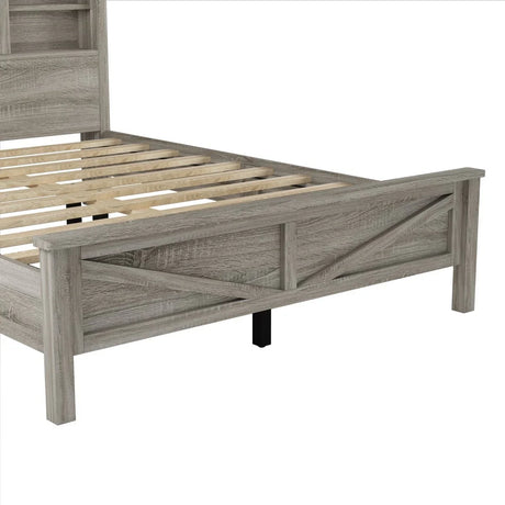 3-Piece Queen Antique Gray Farmhouse Platform Bed Set - Omega Lifestyles