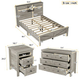 3-Piece Queen Antique Gray Farmhouse Platform Bed Set - Omega Lifestyles