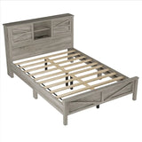 3-Piece Queen Antique Gray Farmhouse Platform Bed Set - Omega Lifestyles