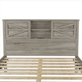 3-Piece Queen Antique Gray Farmhouse Platform Bed Set - Omega Lifestyles