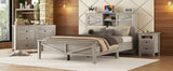 3-Piece Queen Antique Gray Farmhouse Platform Bed Set - Omega Lifestyles