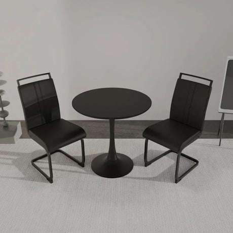 31.5-Inch Round Black MDF Dining Table Set With Chairs - Omega Lifestyles