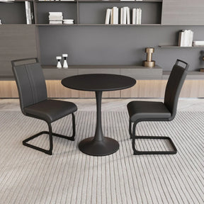 31.5-Inch Round Black MDF Dining Table Set With Chairs - Omega Lifestyles