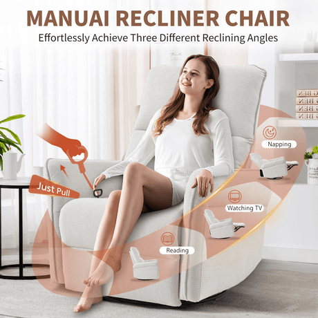 360 - Degree Swivel Rocker Recliner Chair With Footrest - Restanew - Omega Lifestyles