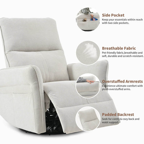 360 - Degree Swivel Rocker Recliner Chair With Footrest - Restanew - Omega Lifestyles