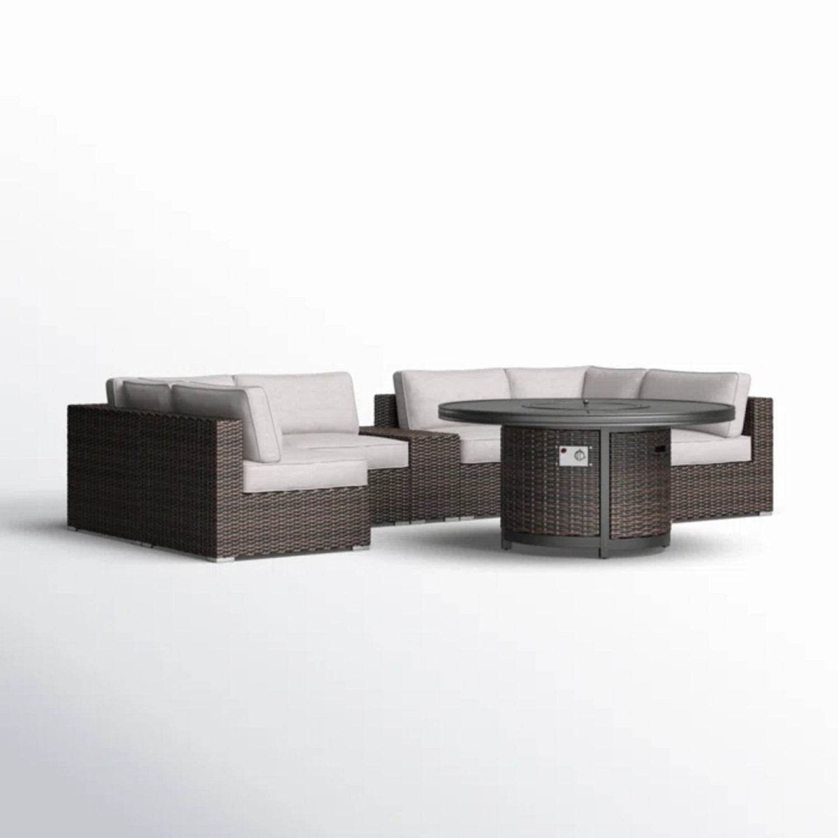 4 - Person Outdoor Wicker Seating Set With Fire Pit - Restanew - Omega Lifestyles