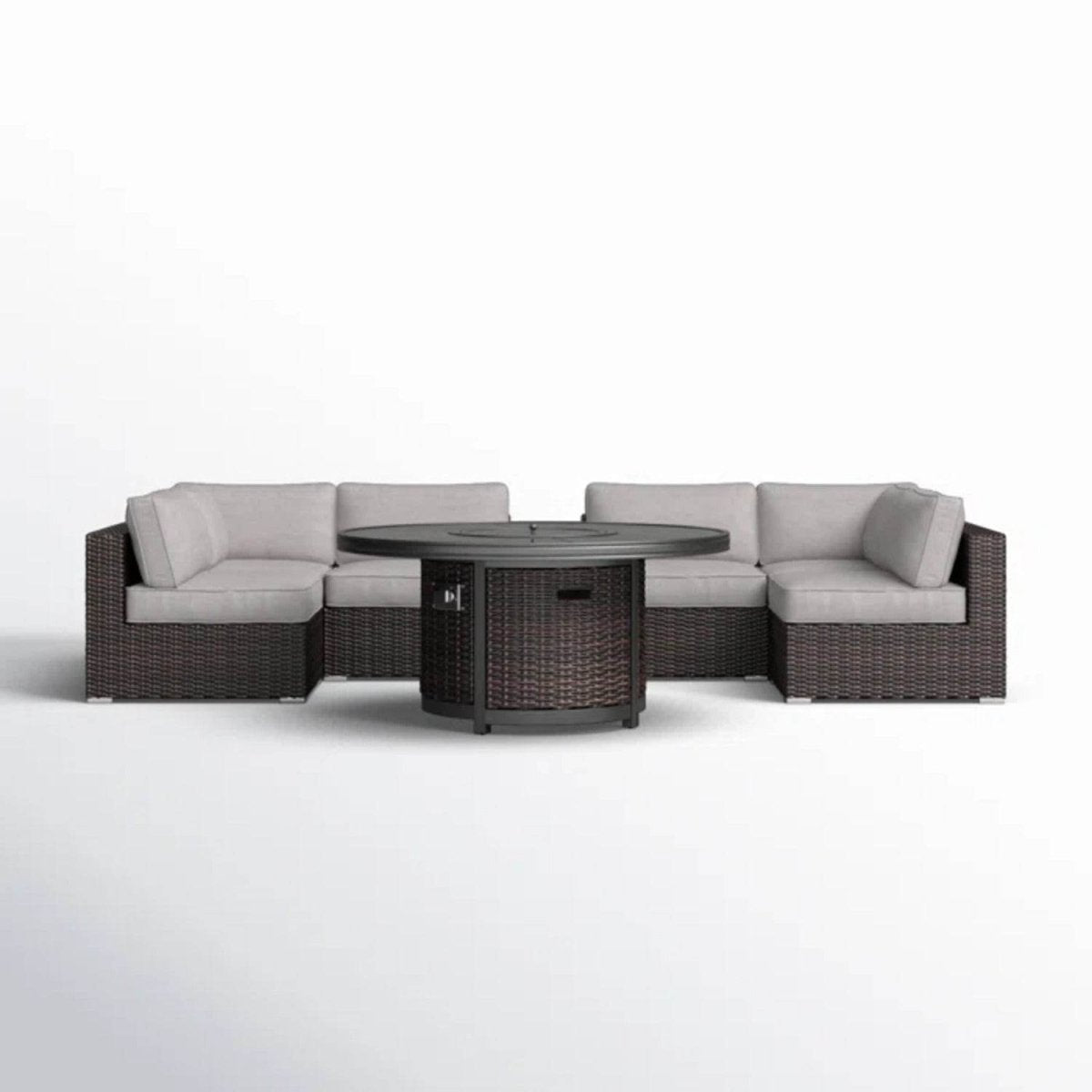 4 - Person Outdoor Wicker Seating Set With Fire Pit - Restanew - Omega Lifestyles