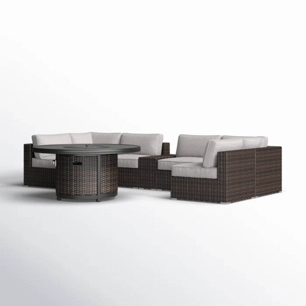 4 - Person Outdoor Wicker Seating Set With Fire Pit - Restanew - Omega Lifestyles