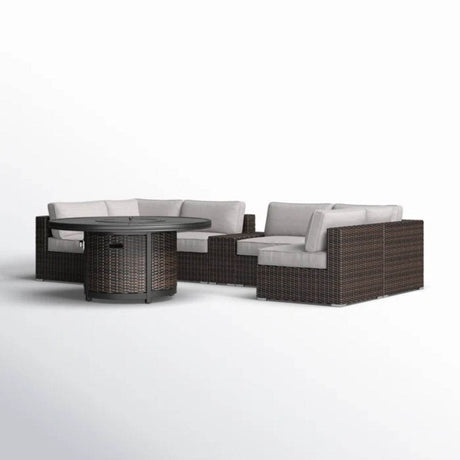 4 - Person Outdoor Wicker Seating Set With Fire Pit - Restanew - Omega Lifestyles