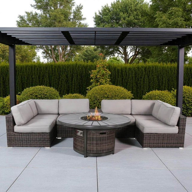 4 - Person Outdoor Wicker Seating Set With Fire Pit - Restanew - Omega Lifestyles