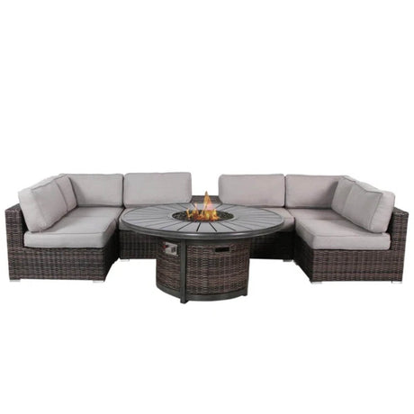 4 - Person Outdoor Wicker Seating Set With Fire Pit - Restanew - Omega Lifestyles