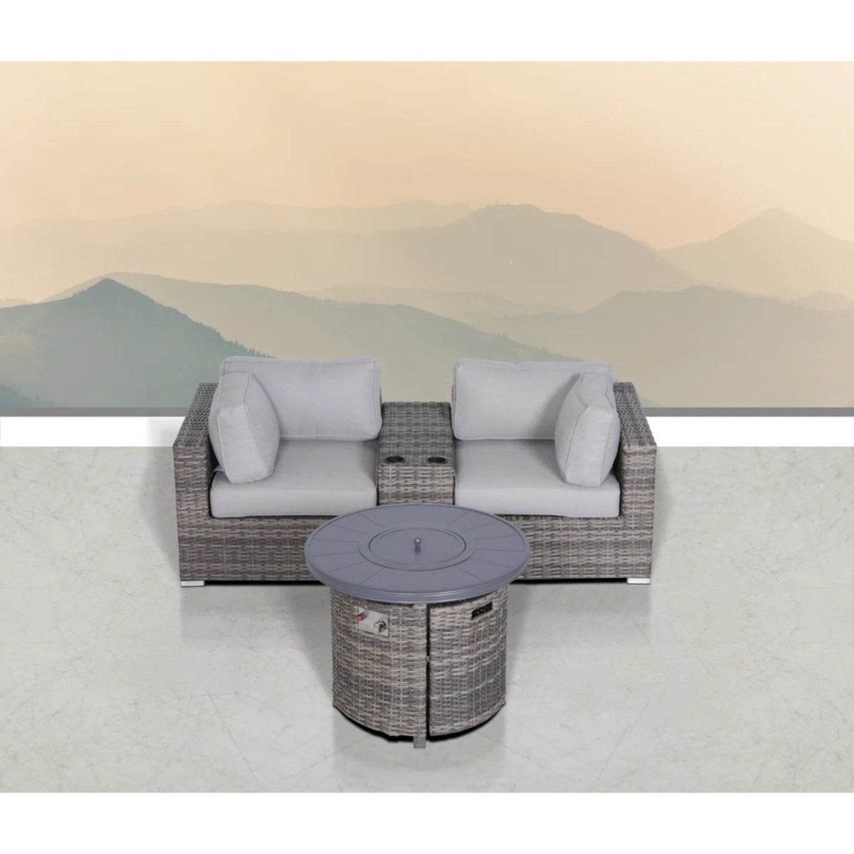 4 - Piece Gray Outdoor Seating Group With Fire Pit - Restanew - Omega Lifestyles