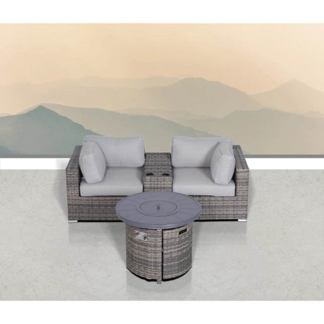 4 - Piece Gray Outdoor Seating Group With Fire Pit - Restanew - Omega Lifestyles