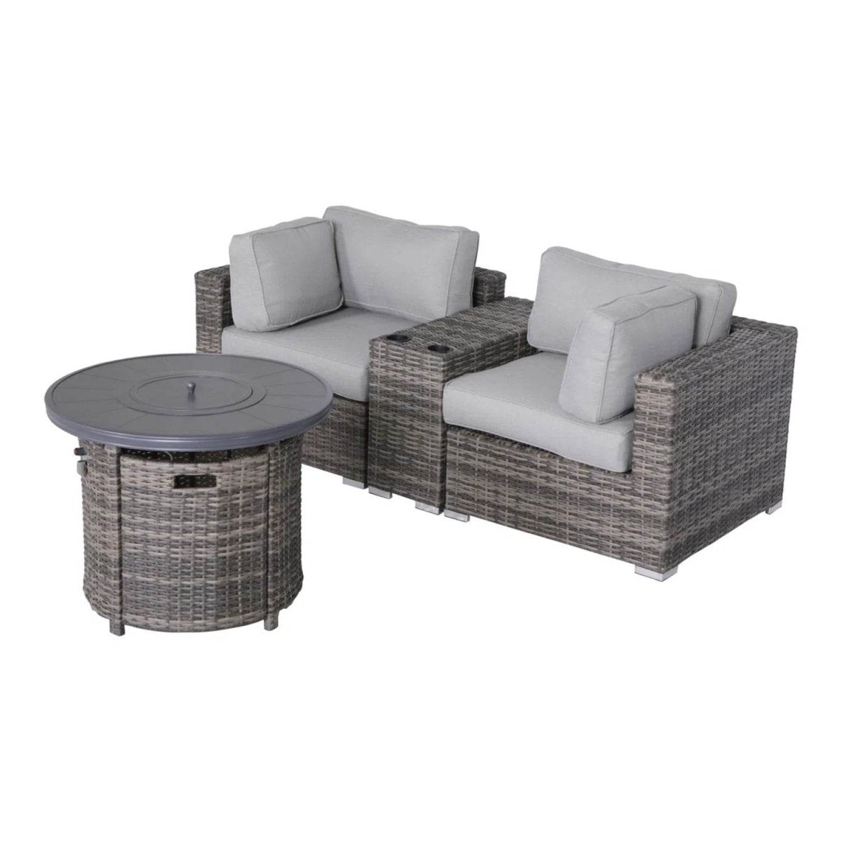 4 - Piece Gray Outdoor Seating Group With Fire Pit - Restanew - Omega Lifestyles