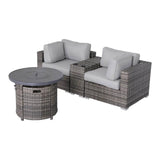 4 - Piece Gray Outdoor Seating Group With Fire Pit - Restanew - Omega Lifestyles