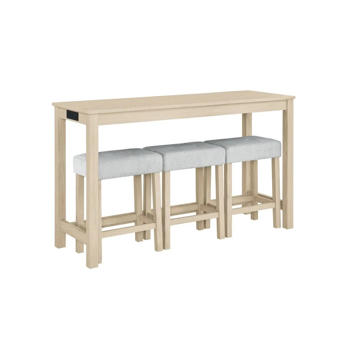 4-Piece Light Oak Solid Wood Bar Table And Stools Set - Omega Lifestyles