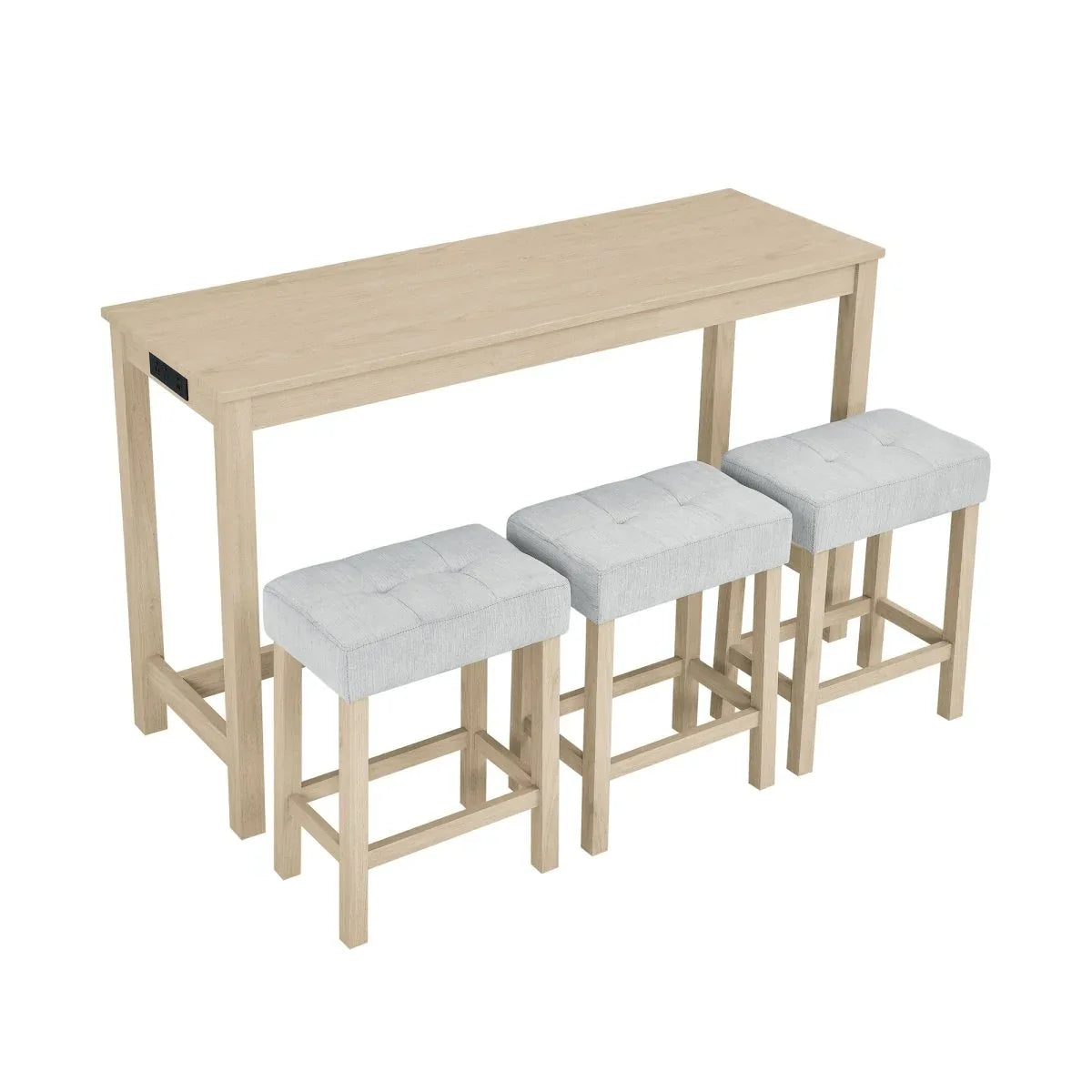 4-Piece Light Oak Solid Wood Bar Table And Stools Set - Omega Lifestyles