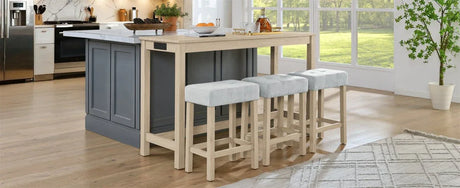 4-Piece Light Oak Solid Wood Bar Table And Stools Set - Omega Lifestyles