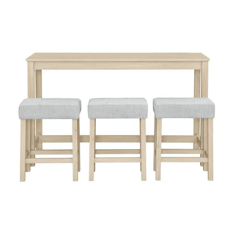 4-Piece Light Oak Solid Wood Bar Table And Stools Set - Omega Lifestyles