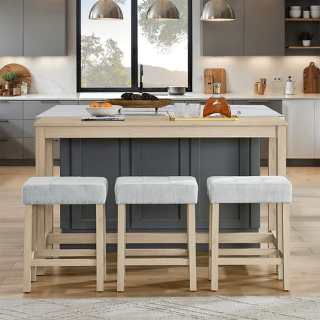 4-Piece Light Oak Solid Wood Bar Table And Stools Set - Omega Lifestyles