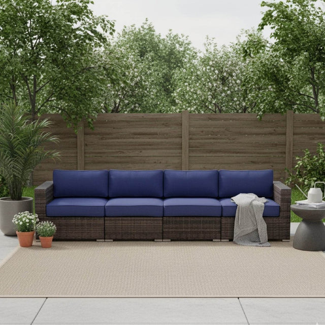 4-Piece Weather-Resistant Outdoor Wicker Patio Sofa Set - Omega Lifestyles