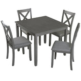 5-Piece Modern Solid Wood Grey Dining Table Set - Omega Lifestyles