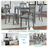 5-Piece Modern Solid Wood Grey Dining Table Set - Omega Lifestyles