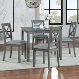 5-Piece Modern Solid Wood Grey Dining Table Set - Omega Lifestyles