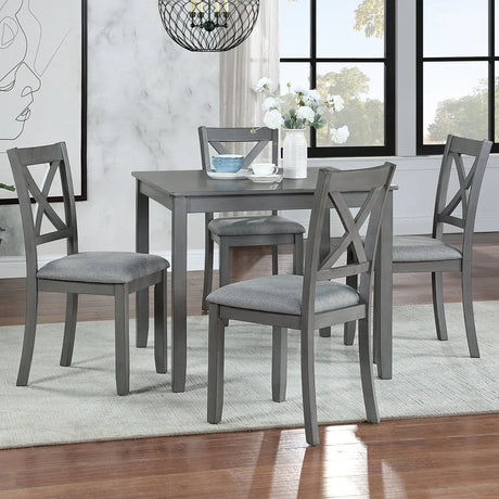 5-Piece Modern Solid Wood Grey Dining Table Set - Omega Lifestyles