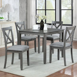 5-Piece Modern Solid Wood Grey Dining Table Set - Omega Lifestyles