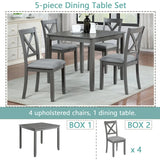 5-Piece Modern Solid Wood Grey Dining Table Set - Omega Lifestyles